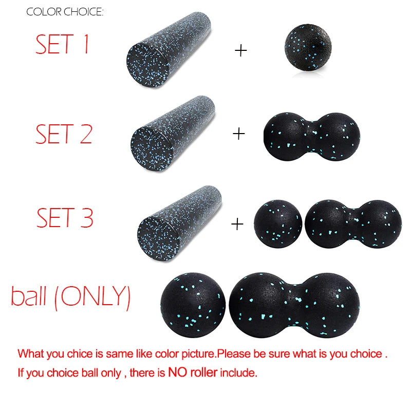 45cm High-Density EPP Foam Roller and Yoga Ball Set for Deep Tissue Massage and Muscle Release Exercises